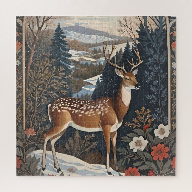 Elegantes Winter Deer Nature Design Puzzle (Vertikal)