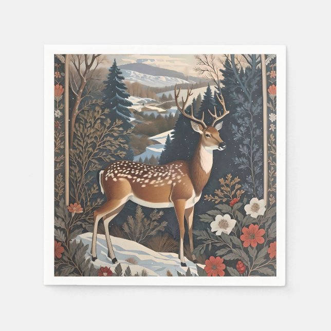 Elegantes Winter Deer Nature Design Serviette (Vorderseite)
