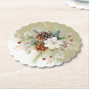 Elegantes Winter Evergreen Baby Shower Party Untersetzer
