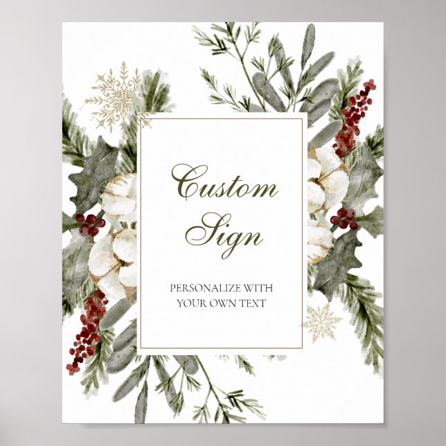 Elegantes Winter Evergreen Benutzerdefiniertes Tex Poster (Vorne)