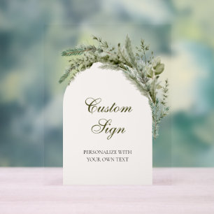 Elegantes Winter Floral Arch Brautparty Custom Acrylschild