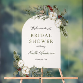 Elegantes Winter Floral Arch Brautparty Willkommen Acrylschild