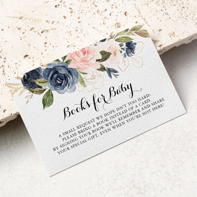 Elegantes Winter Floral Baby Shower Buchen Begleitkarte (Von Creator hochgeladen)