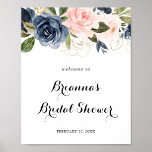 Elegantes Winter Floral Brautparty Willkommen Poster
