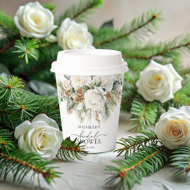Elegantes Winter Floral Greenery Brautparty Pappbecher
