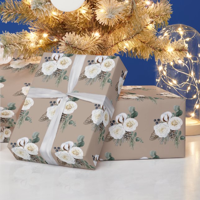 Elegantes Winter Floral Wrapping Paper Geschenkpapier (Feiertage)