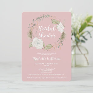 Elegantes Winter Floral Wreath Brautparty Einladung