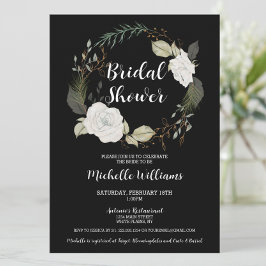 Elegantes Winter Floral Wreath Brautparty Einladung