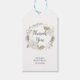 Elegantes Winter Floral Wreath Brautparty Geschenkanhänger