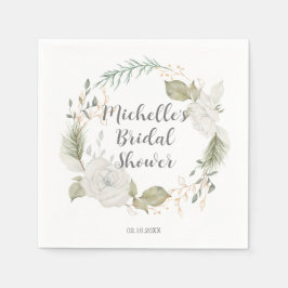 Elegantes Winter Floral Wreath Brautparty Serviette