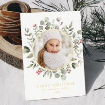 Elegantes Winter Foliage und Holly Berries Foto