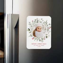 Elegantes Winter Foliage und Holly Berries Foto Magnet