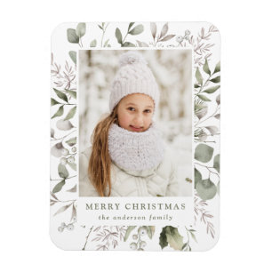 Elegantes Winter Foliage und Snowberries Foto Magnet