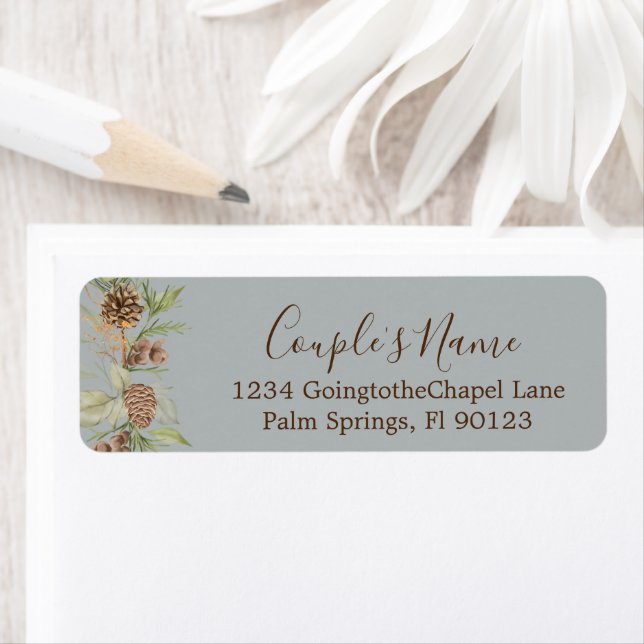 Elegantes Winter Gray Wedding Return Label (Insitu)