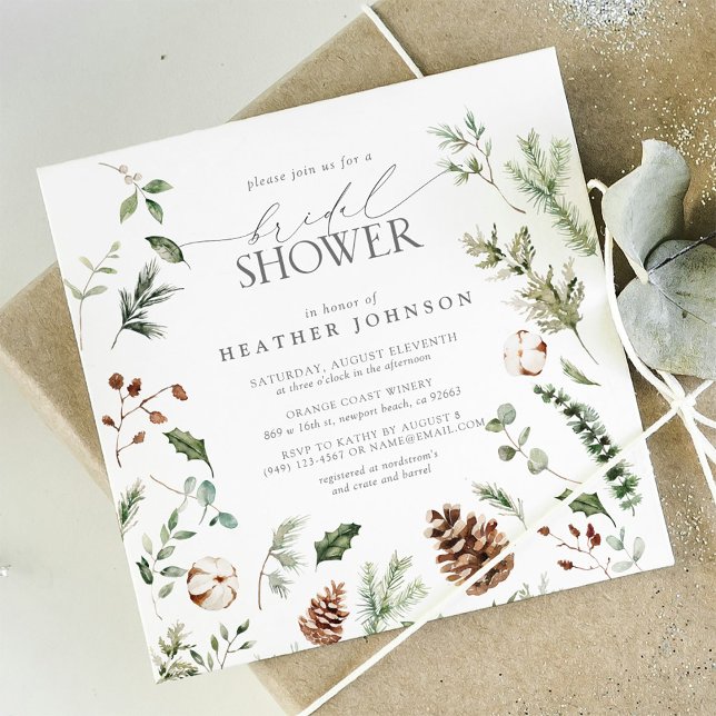 Elegantes Winter Pine Brautparty Einladung (Bridal Shower Invitation!)