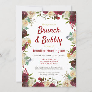 Elegantes Winter Rose Brunch & Bubbly Brautparty Einladung