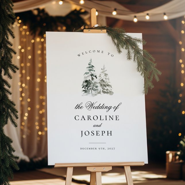 Elegantes Winter Trees Wedding Welcome Sign Poster (Von Creator hochgeladen)