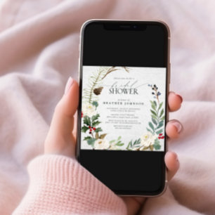 Elegantes Winter Watercolor Brautparty Einladung