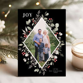 Elegantes Winter Watercolor Grüne Schwarzes Foto Feiertagskarte