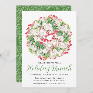 Elegantes Winter Watercolor Wreath Brunch Einladung