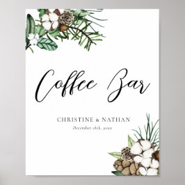 Elegantes Winter Wedding Coffee Bar Sign Poster