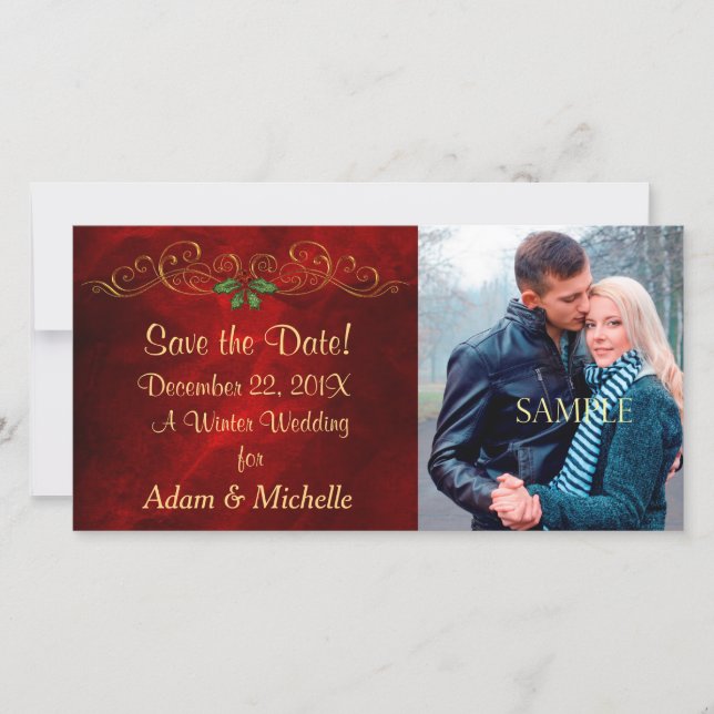 Elegantes Winter Wedding Foto Save the Date (Vorderseite)