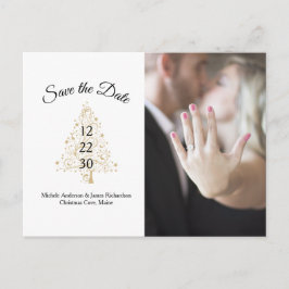 Elegantes Winter Wedding Save the Date Foto Ankündigungspostkarte