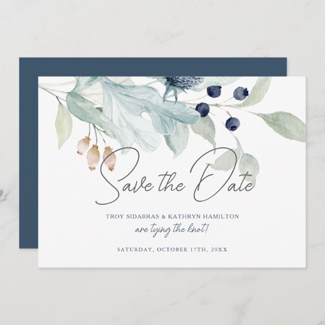 Elegantes Winter Wedding Theme Save the Date Einladung (Vorne/Hinten)