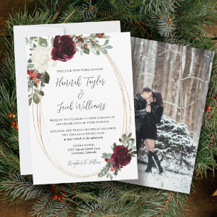 Elegantes Winter Weihnachts-Foto Hochzeit Einladung