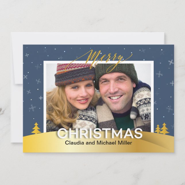 Elegantes Winter Wonderland Schneeflocken Foto Feiertagskarte (Vorderseite)
