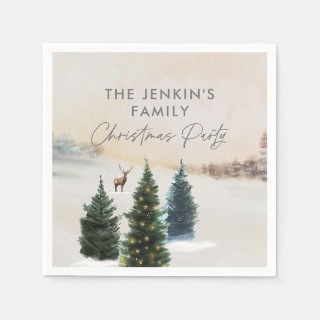 Elegantes Winter Wonderland Weihnachts-Party Serviette (Vorderseite)
