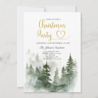 Elegantes Winter Woodland Pine Trees Weihnachtsfes Einladung