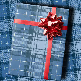 Elegantes Winterblau-Tartan-Karo geschlechtsneutra Geschenkpapier