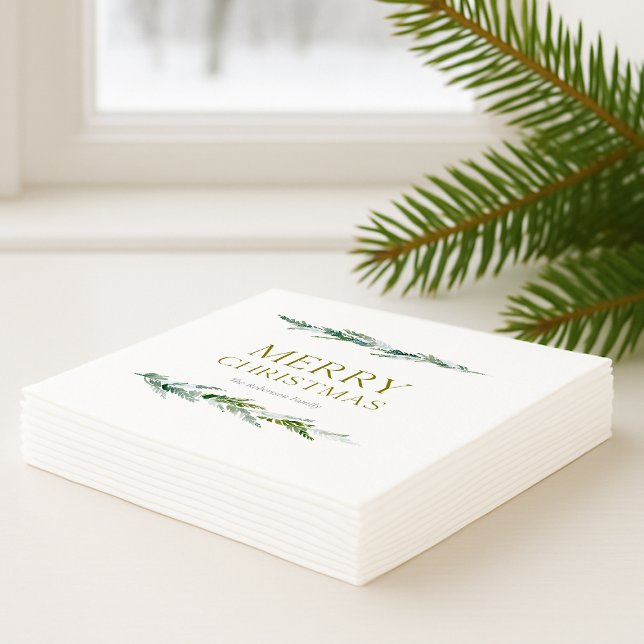 Elegantes Wintergrün Frohe Weihnachten Serviette (Von Creator hochgeladen)
