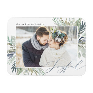 Elegantes Winterlaub Weihnachts-Fotomagnet Magnet