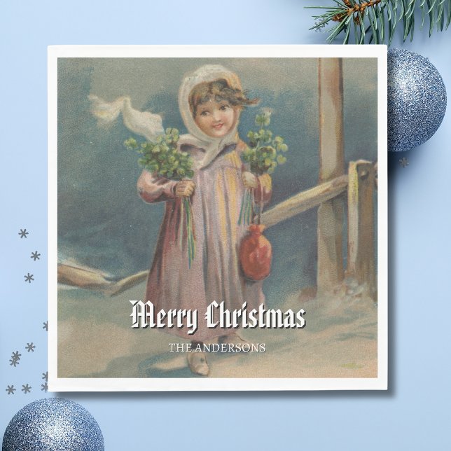 Elegantes Wintermädchen von Laternenszene Serviette (Von Creator hochgeladen)