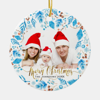 Elegantes Wintermuster individuelles Foto Weihnach Keramik Ornament