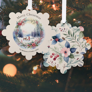 Elegantes Winterschnee in Wasserfarbe Weihnachten Ornament Karte