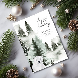 Elegantes Winterwald Frieden & Freude Business Feiertagskarte