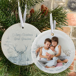Elegantes Winterwald und Personalisiertes Foto Sta Keramik Ornament