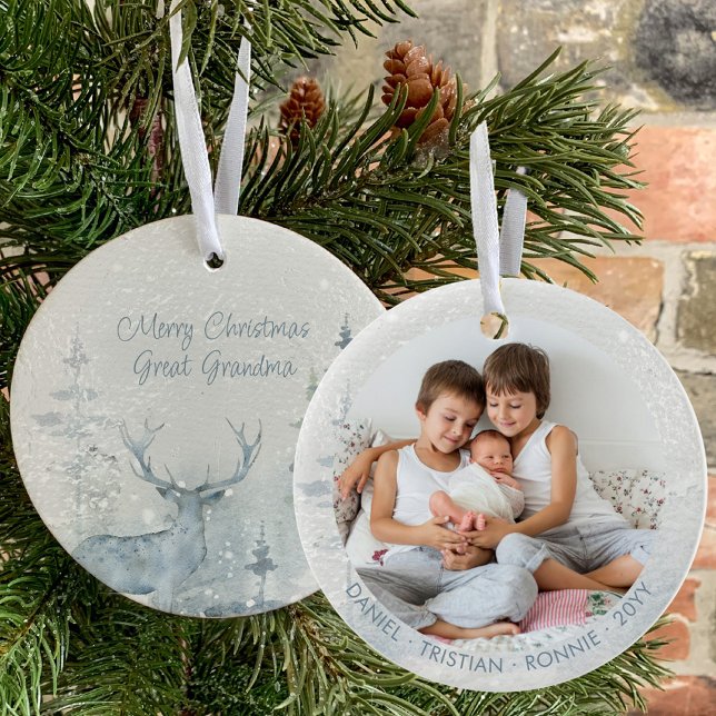 Elegantes Winterwald und Personalisiertes Foto Sta Keramik Ornament (Von Creator hochgeladen)