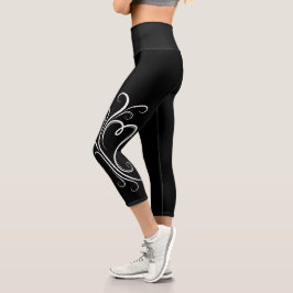 Elegantes, wirbelndes Herz Capri Leggings