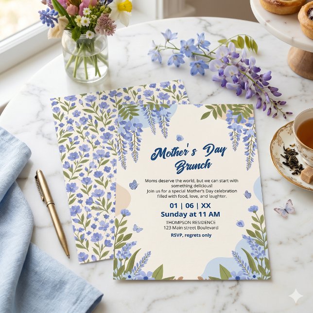 Elegantes Wisteria-Blumen-Muttertags-Brunch  Einladung (Von Creator hochgeladen)