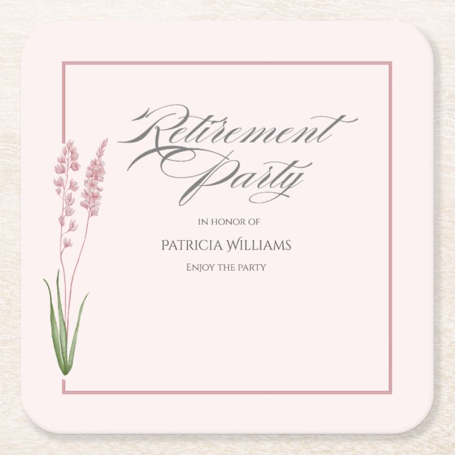 Elegantes Womans Pastel Wildblume Ruhestand Party Rechteckiger Pappuntersetzer (Vorderseite)
