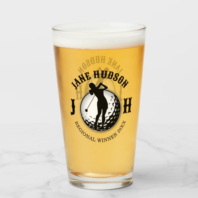 Elegantes Women Golf Monogram Design Glas (Vorne (Gefüllt))