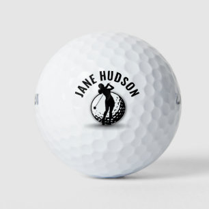 Elegantes Women Golfer Monogram Design Golfball