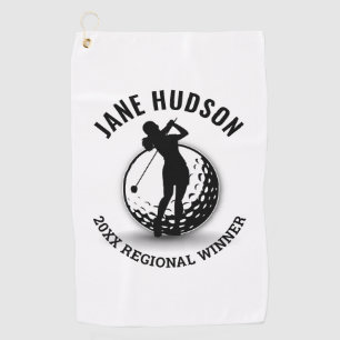 Elegantes Women Golfer Monogram Design Golfhandtuch