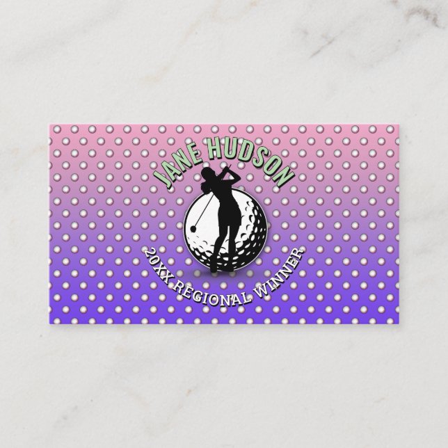 Elegantes Women Golfer Monogram Design Visitenkarte (Vorderseite)