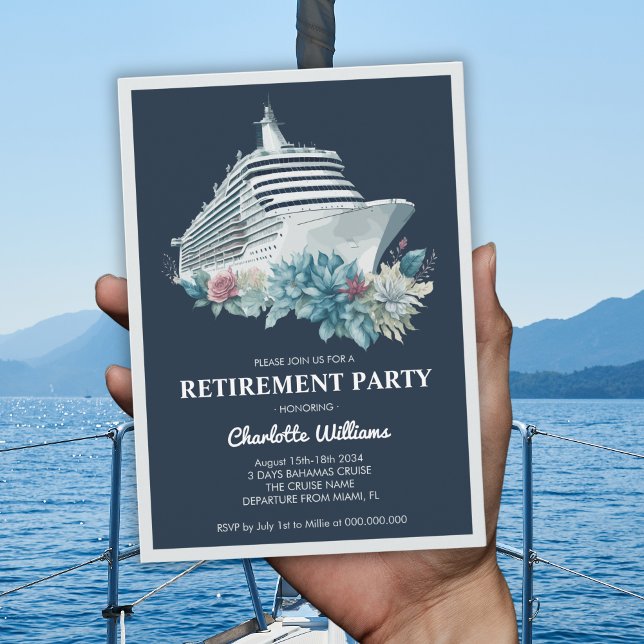 Elegantes Women Retirement Party Cruise Ship Einladung (Elegant Women Retirement Party Cruise Ship Invitation)