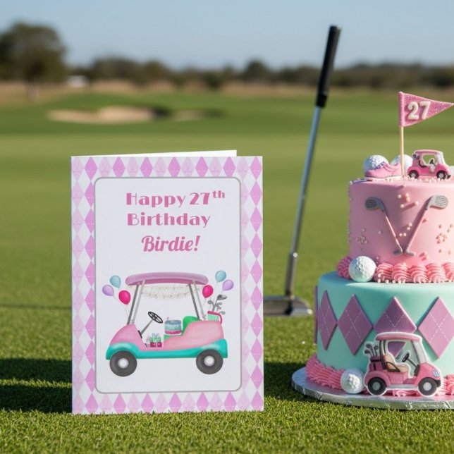 Elegantes Women's Golf Party Cart 27. Geburtstag Karte (Von Creator hochgeladen)